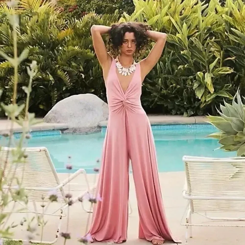 Free People Beach Harlow Wide Leg One Piece Jumpsuit Women's